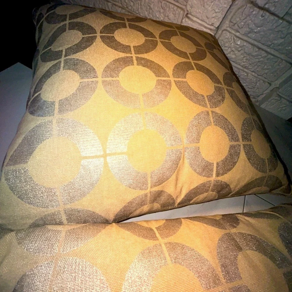 Safavieh Silver Cream Tan Geometric Circles Accent Throw Pillows